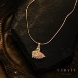 Vervit Gold-Tone Swan Pendant Necklace for Women – Pink Stone Detail
