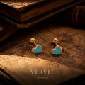 Vervit Aqua Heart Gold-Tone Stud Earrings