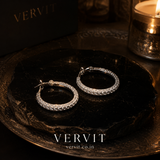 Vervit Silver-Tone Hoop Earrings for Women – Clear Stone Detail, Pair of 2