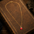 Vervit Strawberry Charm Pendant Necklace for Women – Gold Finish, Single Piece