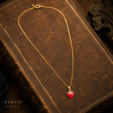 Vervit Strawberry Charm Pendant Necklace for Women – Gold Finish, Single Piece