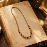 Champagne Beaded Necklace with Black Accent Details