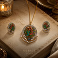 Radha Krishna Divine Pendant Set with Matching Earrings