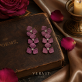 Purple Floral Drop Earrings with Crystal Centres for Festive Wear | VERVIT