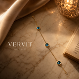 Vervit Blue Eye Anklet for Daily Wear – Gold Finish, Single Piece