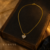 Vervit Crystal Heart Pendant Necklace for Women – Gold Finish, Single Piece