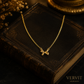 Minimal Golden Bow Charm Necklace