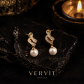 Vervit Gold-Tone Drop Earrings for Women – Pearl-Look Dangler, Pair of 2
