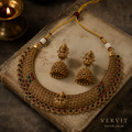 Antique Lakshmi Temple Choker Set with Jhumka Earrings