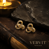 Vervit Gold-Tone Interlock Stud Earrings for Women – Clear Stone Detail, Pair of 2
