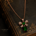 Emerald Bow Pendant Necklace