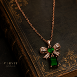 Emerald Bow Pendant Necklace