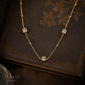 Golden Square Stone Station Necklace