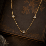 Golden Square Stone Station Necklace