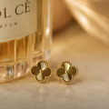 Vervit Gold-Tone Clover Stud Earrings for Women – Textured Design, Pair of 2