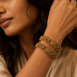 VERVIT Gold Plated Temple Bangle Set for Women
