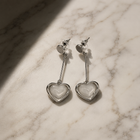 Silver Heart Drop Earrings