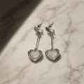Silver Heart Drop Earrings