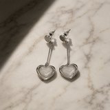 Silver Heart Drop Earrings