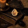 Golden Teardrop Ruby Statement Ring