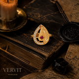 Golden Teardrop Ruby Statement Ring