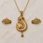 Golden Paisley Pendant Set with Matching Earrings