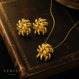 Vervit Floral Necklace Set for Festive Wear – Gold Finish, Necklace with Earrings