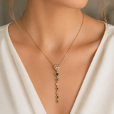 Rainbow Heart Drop Pendant Necklace