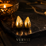 Vervit Gold-Tone Teardrop Stud Earrings for Women – Pair of 2