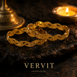 VERVIT Gold Plated Leaf Link Bangles for Women