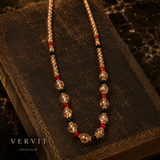 Champagne Beaded Necklace with Red & Black Accents