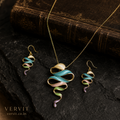 Vervit Abstract Ribbon Necklace Set for Festive Wear – Gold Finish, Necklace with Earrings