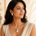 Vervit Mask Pendant Necklace Set for Festive Wear – Gold Finish, Necklace with Earrings