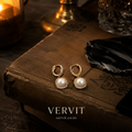 Vervit Gold-Tone Pearl Drop Earrings for Women – Stone Border Design, Pair of 2