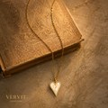 Vervit Gold-Tone Heart Pendant Necklace for Women – Ivory Centre Detail