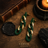 Vervit Emerald Chain Gold-Tone Green Drop Earrings