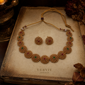 Antique Beaded Necklace Set with Matching Stud Earrings