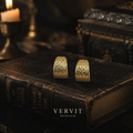 Vervit Gold-Tone Wide Hoop Earrings for Women – Hammered Texture, Pair of 2