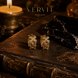 Vervit Gold-Tone Hoop Earrings for Women – Link Pattern Stone Detail, Pair of 2