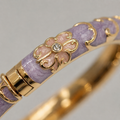 Vervit Lavender Floral Enamel Bangle for Women – 18K Gold-Plated Anti-Tarnish Stainless Steel