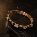 Vervit Black Floral Enamel Bangle for Women – 18K Gold Plated 316L Stainless Steel with Anti-Tarnish Finish