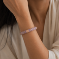 Vervit Lavender Floral Enamel Bangle for Women – 18K Gold-Plated Anti-Tarnish Stainless Steel