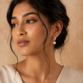 Vervit Gold-Tone Drop Earrings for Women – Pearl-Look Dangler, Pair of 2