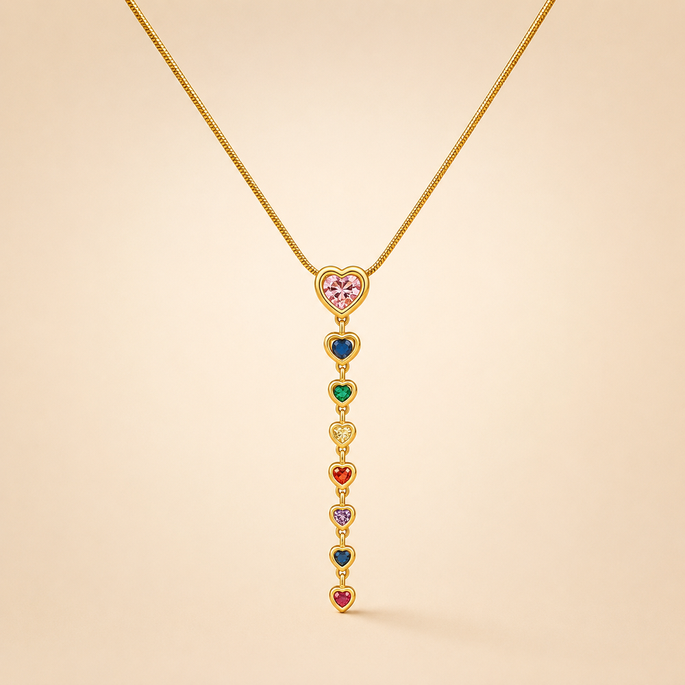 Rainbow Heart Drop Pendant Necklace