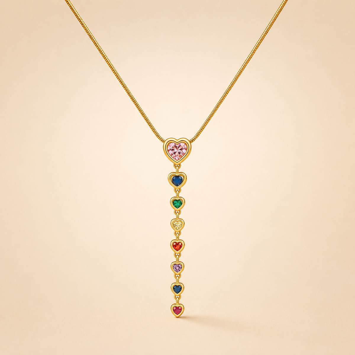 Rainbow Heart Drop Pendant Necklace