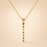 Rainbow Heart Drop Pendant Necklace