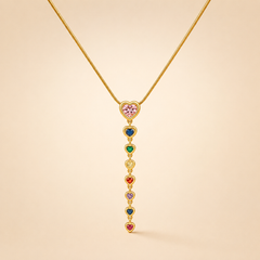 Rainbow Heart Drop Pendant Necklace