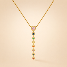 Rainbow Heart Drop Pendant Necklace