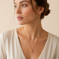 Pink Heart Solitaire Pendant Necklace