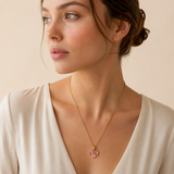 Pink Heart Solitaire Pendant Necklace
